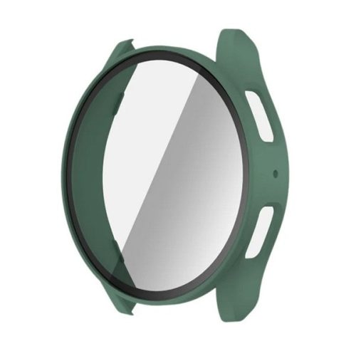 Samsung Galaxy Watch 7 (44 mm) SM-L310 / L315, Műanyag védőkeret, kijelzővédő üveggel, közepesen ütésálló, szíj nélkül, sötétzöld
