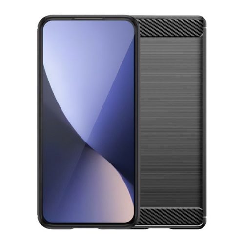 Huawei Honor X6b, Szilikon tok, közepesen ütésálló, szálcsiszolt, karbon minta, fekete