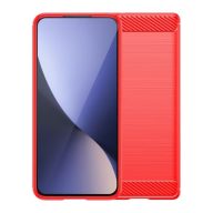   Huawei Honor X6b, Szilikon tok, közepesen ütésálló, szálcsiszolt, karbon minta, piros