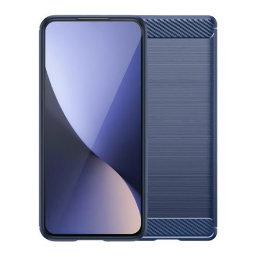 Huawei Honor X6b, Szilikon tok, közepesen ütésálló, szálcsiszolt, karbon minta, sötétkék