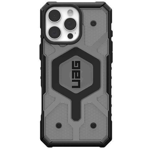 Apple iPhone 16 Pro Max, Műanyag hátlap védőtok, szilikon belső, közepesen ütésálló, Magsafe töltővel kompatibilis, UAG Pathfinder Clear Magsafe, áttetsző/füst