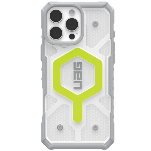 Apple iPhone 16 Pro Max, Műanyag hátlap védőtok, szilikon belső, közepesen ütésálló, Magsafe töltővel kompatibilis, UAG Pathfinder Clear Magsafe, áttetsző/világoszöld