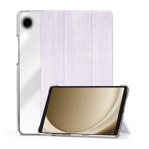 Samsung Galaxy Tab A9 (8.7) SM-X110 / X115, mappa tok, közepesen ütésálló, textil hatású előlap, átlátszó hátlap, Trifold, Dux Ducis Unid, lila