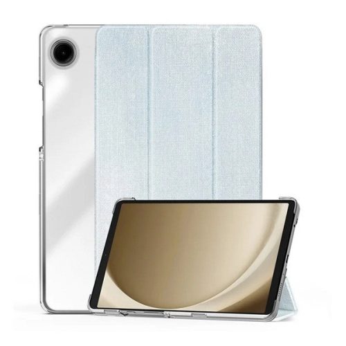 Samsung Galaxy Tab A9 (8.7) SM-X110 / X115, mappa tok, közepesen ütésálló, textil hatású előlap, átlátszó hátlap, Trifold, Dux Ducis Unid, világoskék