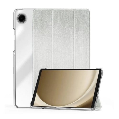 Samsung Galaxy Tab A9 (8.7) SM-X110 / X115, mappa tok, közepesen ütésálló, textil hatású előlap, átlátszó hátlap, Trifold, Dux Ducis Unid, világoszöld