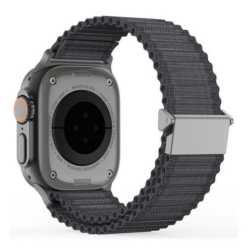 Apple Watch 4-6, SE, SE (2022) (42 / 44 mm) / Watch 7-9 (45 mm) / Watch 10 (46 mm) / Watch Ultra 1-2 (49 mm), textíl pótszíj, nylon, állítható, hullámos kialakítású akasztórész, Dux Ducis YC, sötétszürke