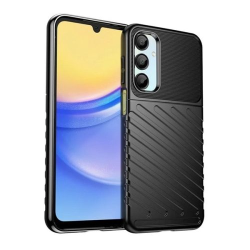 Samsung Galaxy A16 4G / A16 5G SM-A165F / A166B, Szilikon tok, közepesen ütésálló, domború csíkos minta, fekete