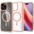 Apple iPhone 16 Pro, Műanyag hátlap védőtok + szilikon keret, Magsafe töltővel kompatibilis, Spigen Ultra Hybrid Mag Matte, áttetsző/vörösarany