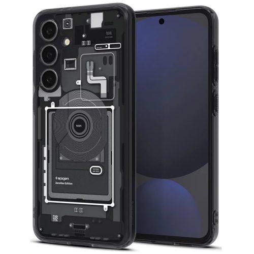 Samsung Galaxy S24 FE SM-S721, Műanyag hátlap védőtok + szilikon keret, Telefon belső minta, Spigen Ultra Hybrid Zero One, átlátszó/füst