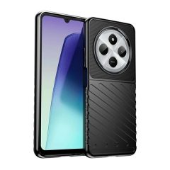  Xiaomi Redmi 14C / Poco C75, Szilikon tok, közepesen ütésálló, domború csíkos minta, fekete