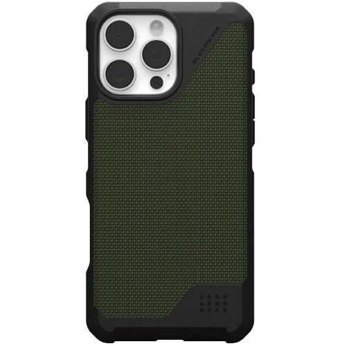 Apple iPhone 16 Pro Max, Műanyag hátlap védőtok + szilikon keret, közepesen ütésálló, Magsafe kompatibilis, szőtt minta, UAG Metropolis LT Magsafe, mintás/zöld