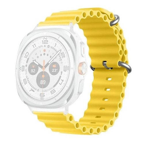 Samsung Galaxy Watch Ultra (47mm) SM-L705, szilikon pótszíj, állítható, hullámos kialakítás, sárga