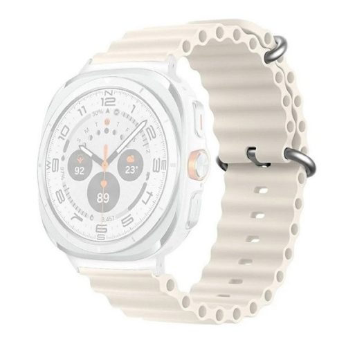 Samsung Galaxy Watch Ultra (47mm) SM-L705, szilikon pótszíj, állítható, hullámos kialakítás, fehér