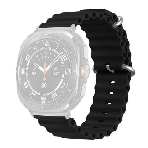 Samsung Galaxy Watch Ultra (47mm) SM-L705, szilikon pótszíj, állítható, hullámos kialakítás, fekete