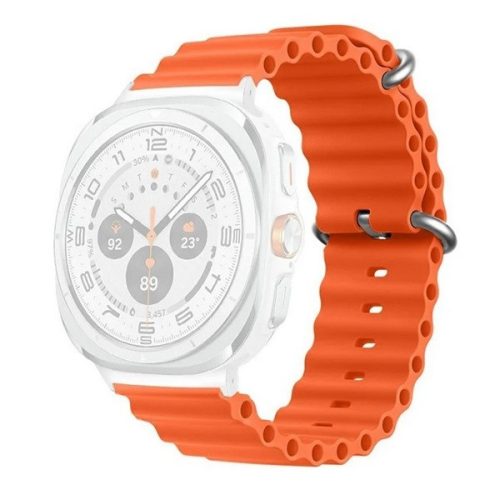 Samsung Galaxy Watch Ultra (47mm) SM-L705, szilikon pótszíj, állítható, hullámos kialakítás, narancssárga
