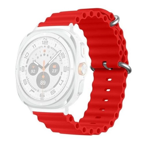 Samsung Galaxy Watch Ultra (47mm) SM-L705, szilikon pótszíj, állítható, hullámos kialakítás, piros