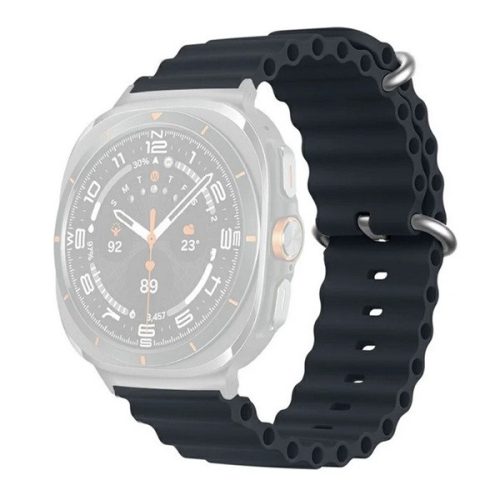 Samsung Galaxy Watch Ultra (47mm) SM-L705, szilikon pótszíj, állítható, hullámos kialakítás, sötétszürke