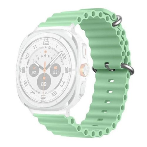 Samsung Galaxy Watch Ultra (47mm) SM-L705, szilikon pótszíj, állítható, hullámos kialakítás, zöld