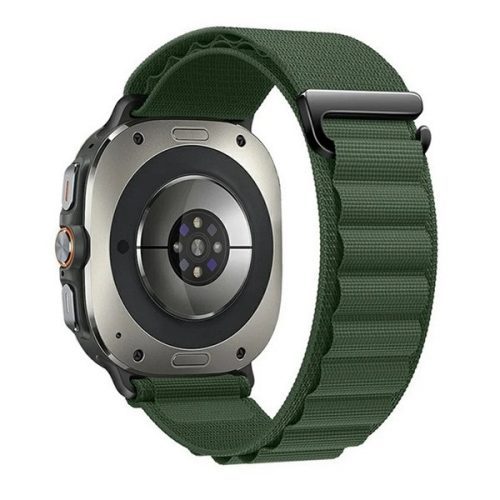 Samsung Galaxy Watch Ultra (47mm) SM-L705, textíl pótszíj, állítható, sötétzöld