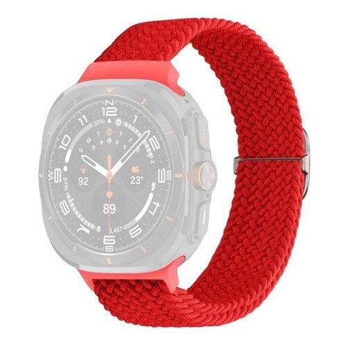 Samsung Galaxy Watch Ultra (47mm) SM-L705, textíl pótszíj, állítható, szőtt stílusú, piros