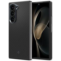   Samsung Galaxy Z Fold6 SM-F956B, Műanyag hátlap védőtok, közepesen ütésálló, ultravékony, Aramid bevonat, karbon minta, Spigen Airskin, fekete