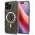 Apple iPhone 16 Pro, Műanyag hátlap védőtok + szilikon keret, Magsafe töltővel kompatibilis, hatszög minta, Spigen Ultra Hybrid Mag Digital Camo, átlátszó/fehér/zöld