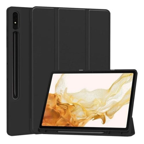 Samsung Galaxy Tab S9 Plus 12.4 / Tab S10 Plus 12.4 SM-X810 / X816B / X820 / X826B, mappa tok, Trifold, érintőceruza tartó, fekete