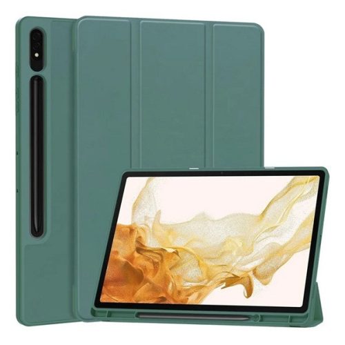 Samsung Galaxy Tab S9 Plus 12.4 / Tab S10 Plus 12.4 SM-X810 / X816B / X820 / X826B, mappa tok, Trifold, érintőceruza tartó, sötétzöld