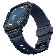   Apple Watch 10-11 (46 mm), Szilikon védőkeret, ütésálló, szíjjal, Spigen Rugged Armor Pro, sötétkék