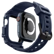   Apple Watch 10-11 (46 mm), Szilikon védőkeret, ütésálló, szíjjal, Spigen Rugged Armor Pro, sötétkék