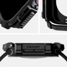 Apple Watch 10-11 (42 mm), Szilikon védőkeret, ütésálló, szíj nélkül, Spigen Rugged Armor, fekete