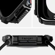   Apple Watch 10-11 (42 mm), Szilikon védőkeret, ütésálló, szíj nélkül, Spigen Rugged Armor, fekete