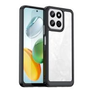   Huawei Honor 200 Smart, Műanyag hátlap védőtok + szilikon keret, közepesen ütésálló, átlátszó hátlap, fekete