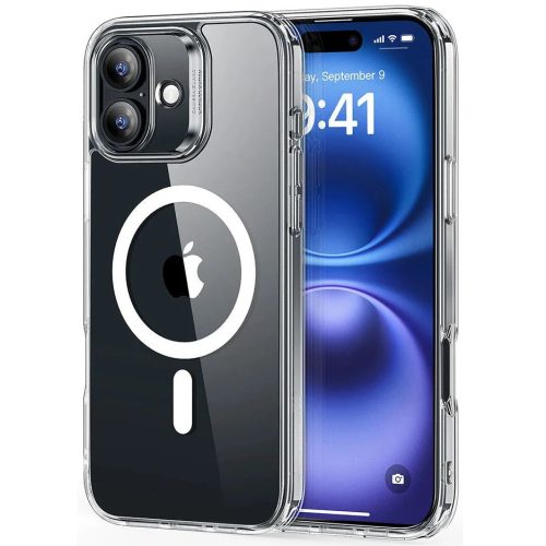 Apple iPhone 16, Szilikon tok, közepesen ütésálló, légpárnás sarok, Magsafe kompatibilis, ESR Classic Hybrid HaloLock, átlátszó