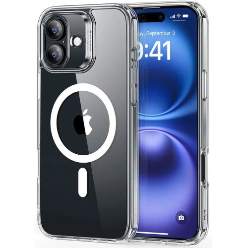 Apple iPhone 16 Plus, Szilikon tok, közepesen ütésálló, légpárnás sarok, Magsafe kompatibilis, ESR Classic Hybrid HaloLock, átlátszó