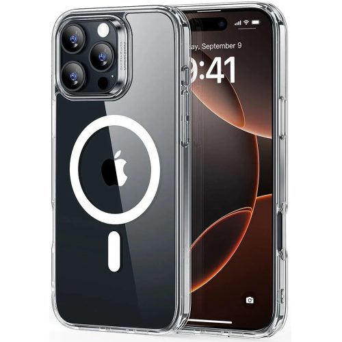Apple iPhone 16 Pro, Szilikon tok, közepesen ütésálló, légpárnás sarok, Magsafe kompatibilis, ESR Classic Hybrid HaloLock, átlátszó