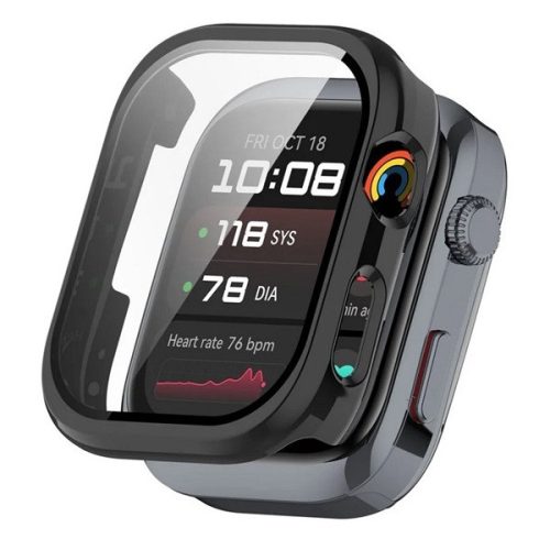 Huawei Watch D2, Műanyag védőkeret, kijelzővédő üveggel, közepesen ütésálló, szíj nélkül, fekete
