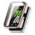 Samsung Galaxy Fit3 SM-R390, Műanyag védőkeret, kijelzővédő üveggel, közepesen ütésálló, szíj nélkül, rózsaszín