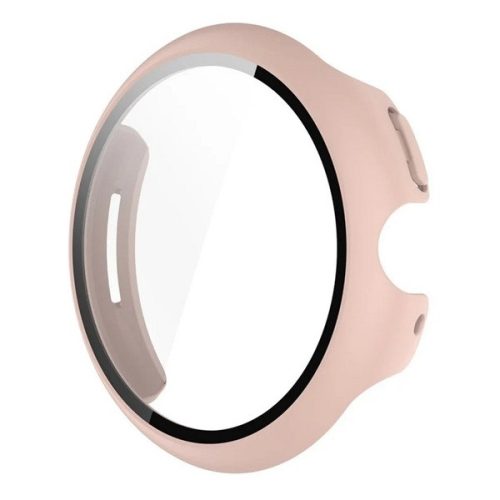 Google Pixel Watch 3 (45 mm), Műanyag védőkeret, kijelzővédő üveggel, közepesen ütésálló, szíj nélkül, rózsaszín