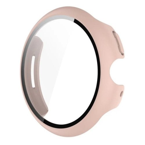 Google Pixel Watch 3 (41 mm), Műanyag védőkeret, kijelzővédő üveggel, közepesen ütésálló, szíj nélkül, rózsaszín