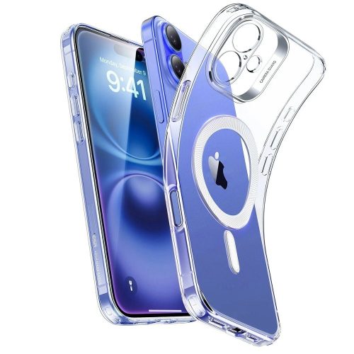 Apple iPhone 16, Szilikon tok, ultravékony, közepesen ütésálló, légpárnás sarok, Magsafe kompatibilis, ESR Project Zero HaloLock, átlátszó