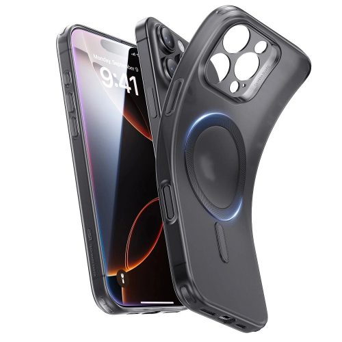Apple iPhone 16 Pro Max, Szilikon tok, ultravékony, közepesen ütésálló, légpárnás sarok, Magsafe kompatibilis, ESR Project Zero HaloLock, áttetsző/fekete