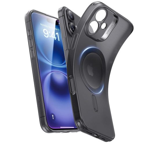Apple iPhone 16 Plus, Szilikon tok, ultravékony, közepesen ütésálló, légpárnás sarok, Magsafe kompatibilis, ESR Project Zero HaloLock, áttetsző/fekete