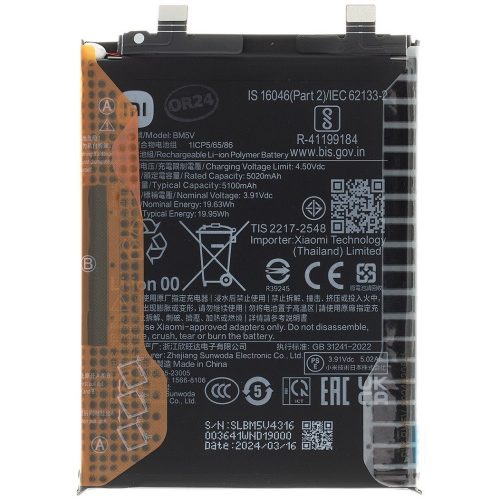 Xiaomi Redmi Note 13 Pro 5G / Poco X6 5G, Akkumulátor, 5000 mAh, Li-Ion Polymer, gyári