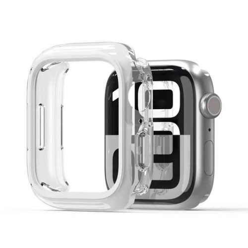 Apple Watch 10 (46 mm), Műanyag + szilikon védőkeret, szíj nélkül, közepesen ütésálló, Dux Ducis Camo, átlátszó/fehér