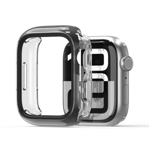 Apple Watch 10 (46 mm), Műanyag + szilikon védőkeret, szíj nélkül, közepesen ütésálló, Dux Ducis Camo, átlátszó/fekete