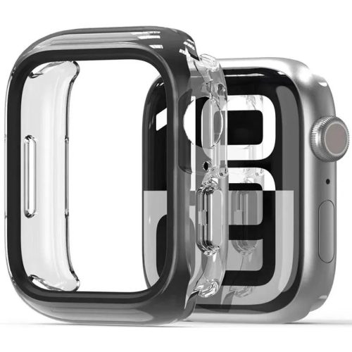 Apple Watch 10 (42 mm), Műanyag + szilikon védőkeret, szíj nélkül, közepesen ütésálló, Dux Ducis Camo, átlátszó/fekete