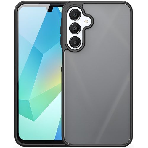 Samsung Galaxy A16 4G / A16 5G SM-A165F / A166B, Műanyag hátlap védőtok + szilikon keret, közepesen ütésálló, légpárnás sarok, Dux Ducis Yind, áttetsző/fekete