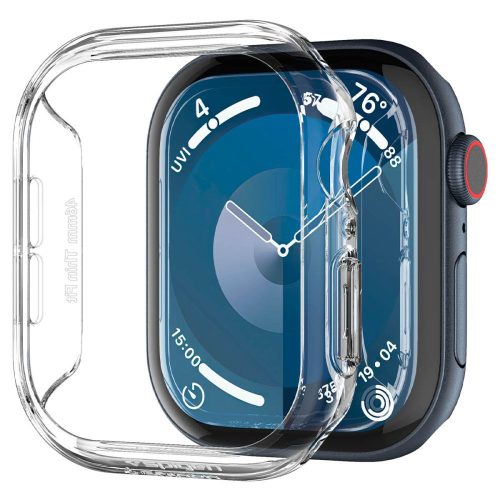 Apple Watch 10 (46 mm), Műanyag védőkeret, szíj nélkül, Spigen Thin Fit, átlátszó