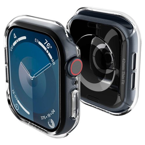 Apple Watch 10 (42 mm), Műanyag védőkeret, szíj nélkül, Spigen Thin Fit, átlátszó